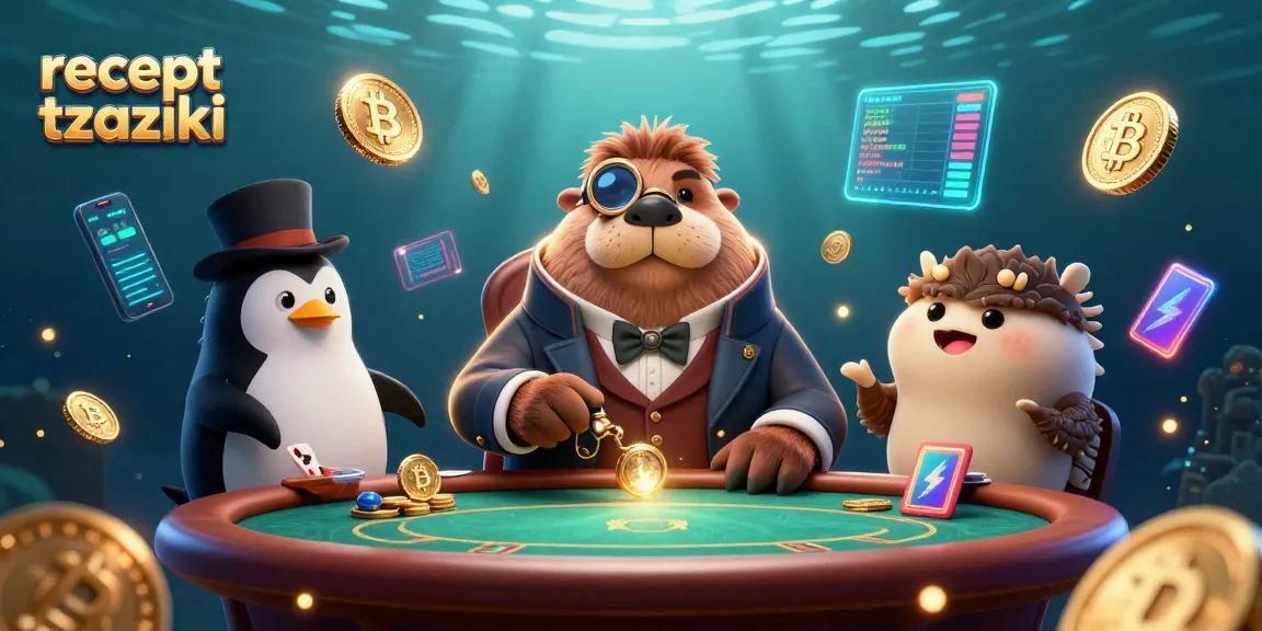 Engage with a rich underwater poker scene featuring the walrus and his friends, all themed around recept tzaziki.