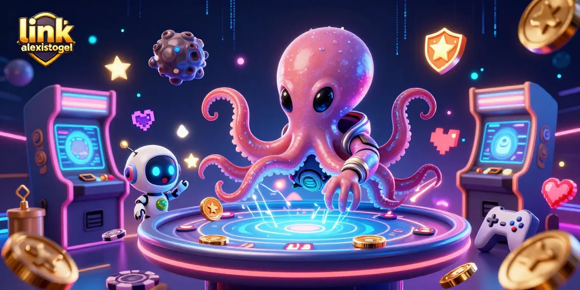 Engage with the thrilling link alexistogel experience, featuring an alien octopus at a holographic poker table.