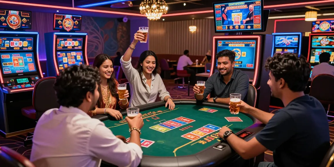 Players enjoying the andar bahar game in a vibrant online casino setting, celebrating wins.