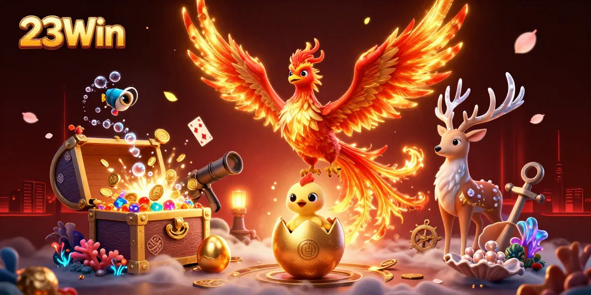 Experience the thrill of 23Win with vibrant visual elements highlighting casino excitement and gaming joy.