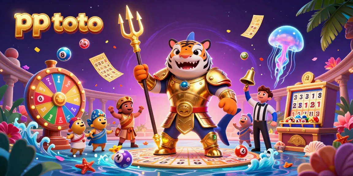 Experience exciting gameplay with pp toto in a vibrant underwater gambling scene featuring a shark, lottery elements, and fun visuals.