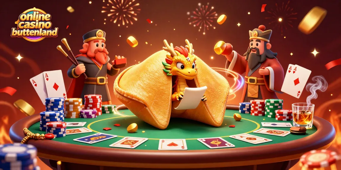Engage in thrilling games at an online casino buitenland with vibrant illustrations of fortune cookies and poker!